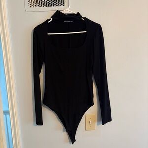 Reformation Black Ribbed Bodysuit